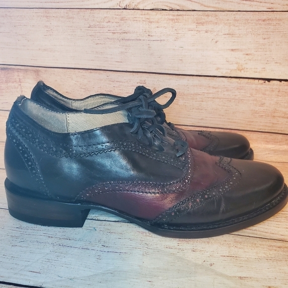 Freebird Mens Size 9 King Wingtip Oxford Black Burgundy Derby Dress Shoes main image 7